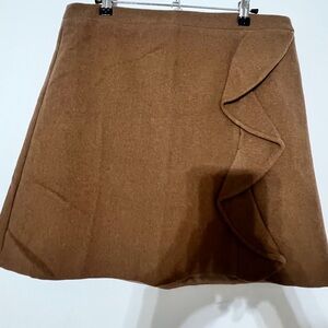 J. Crew Brown Ruffle A-Line Skirt
